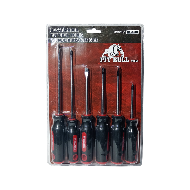 DESARMADOR PIT BULL TOOLS ANTIDERRAP 6PZ | 0333