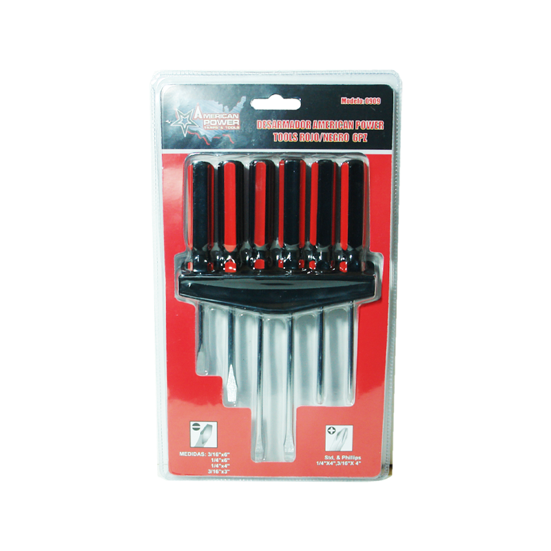 DESARMADOR AMERICAN POWER T ROJO/NGO 6PZ | 0909