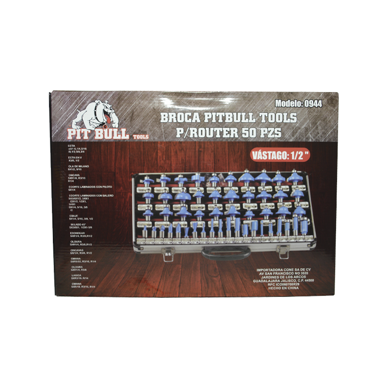 BROCA PITBULL TOOLS P/ROUTER 1/2 50 PZS | 0944