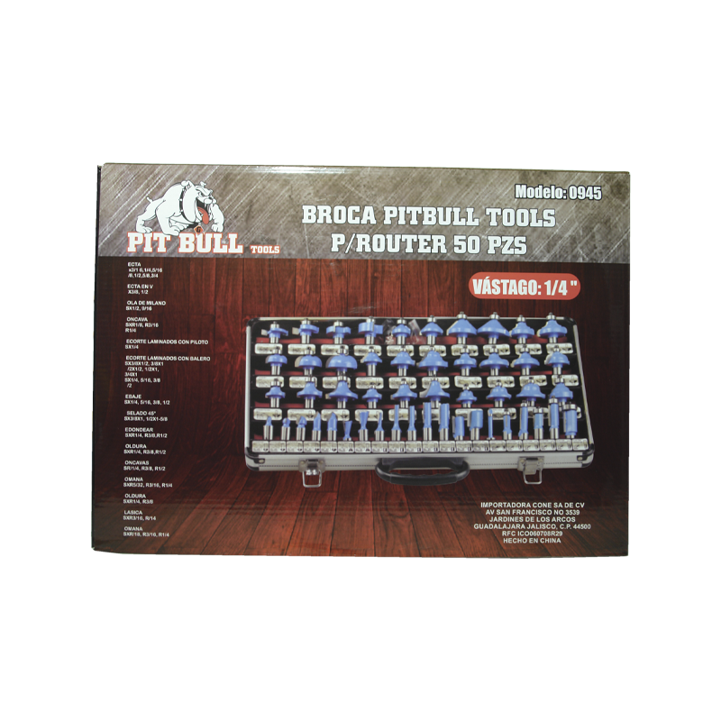 BROCA PITBULL TOOLS P/ROUTER 1/4 50 PZS | 0945