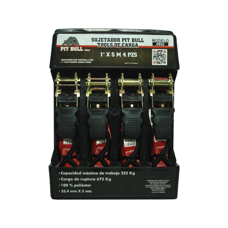 SUJETADOR PIT BULL T CARGA 1 X 5M  4PZ | 0952