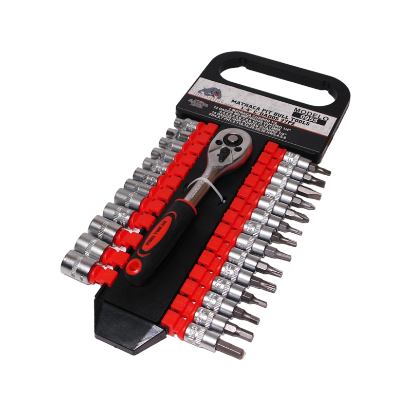 MATRACA PIT BULL TOOLS 1/4 C/DADOS 27 PIEZAS | 0955