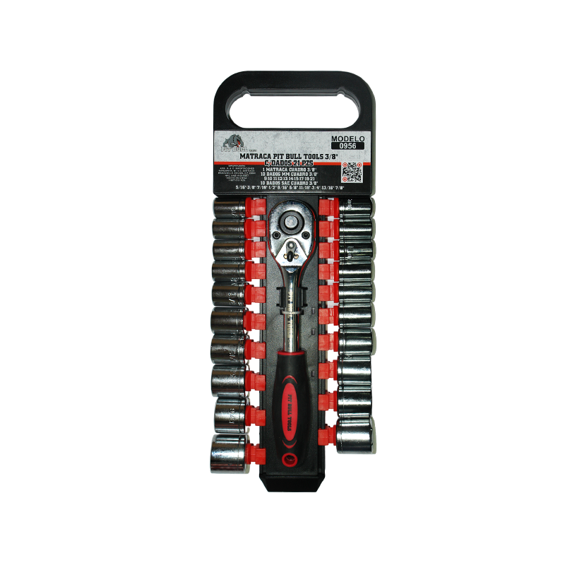MATRACA PIT BULL TOOLS 3/8 C/DADOS 21PZ | 0956
