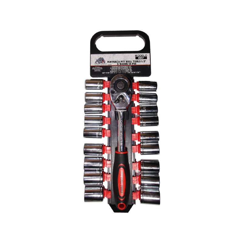 MATRACA PIT BULL TOOLS 1/2 C/DADOS 19PZ | 0957