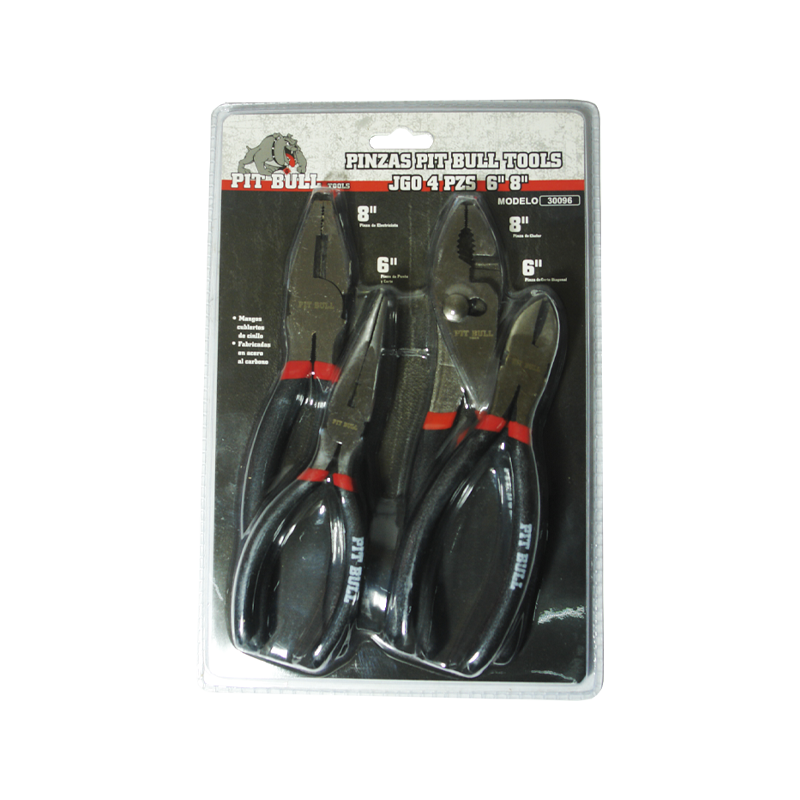 PINZAS PIT BULL TOOLS JGO 4 PZS  6 - 8 | 30096
