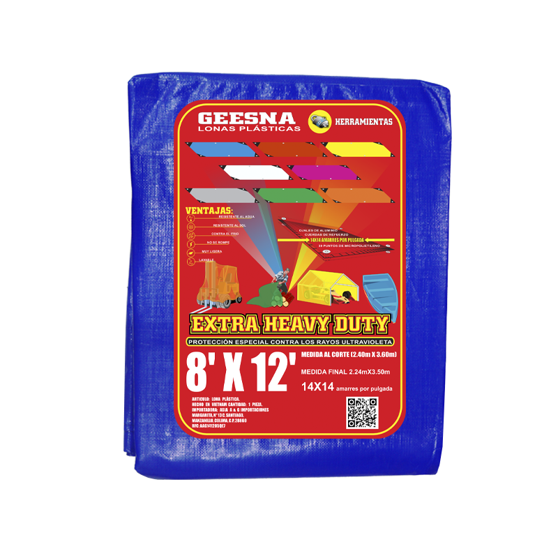LONA AZUL PES  8X12  (2.40X3.60)  GEESNA | 2929