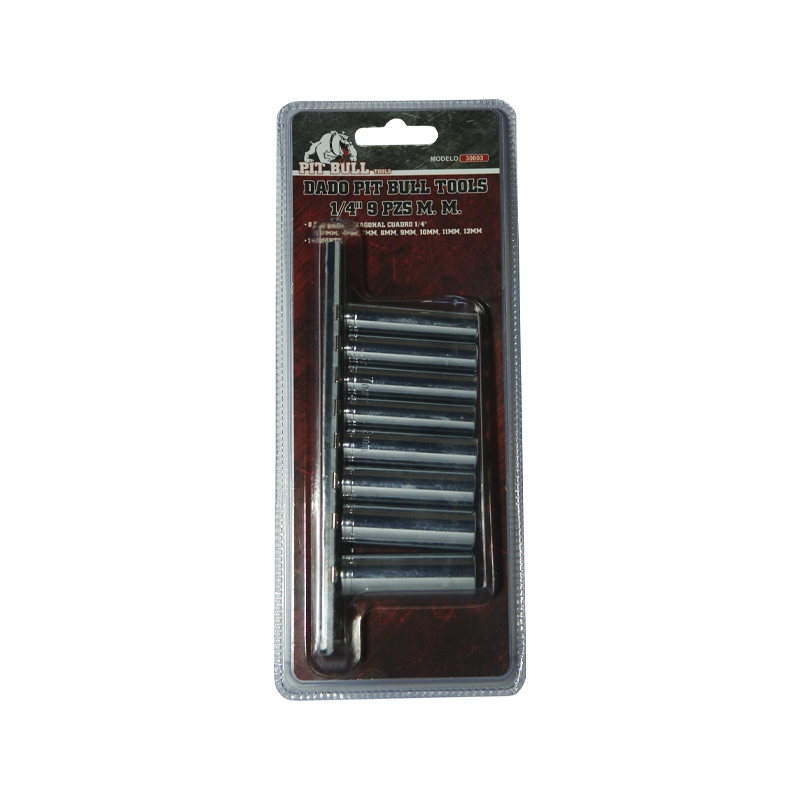 DADO PIT BULL TOOLS 1/4 9 PZ M.M. | 30003
