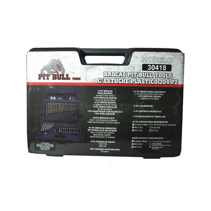 BROCAS PIT BULL TOOLS COMBINADAS 204 PZS | 30418