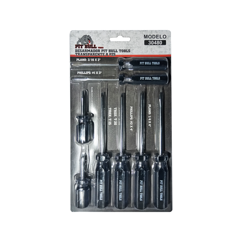 DESARMADOR PIT BULL TOOLS TRANSPARENTE 8 PZS | 30480