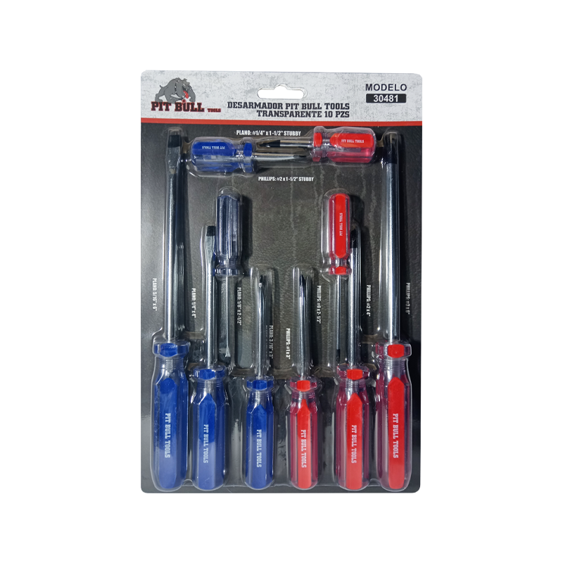 DESARMADOR PIT BULL TOOLS TRANSPARENTE 10 PZS | 30481