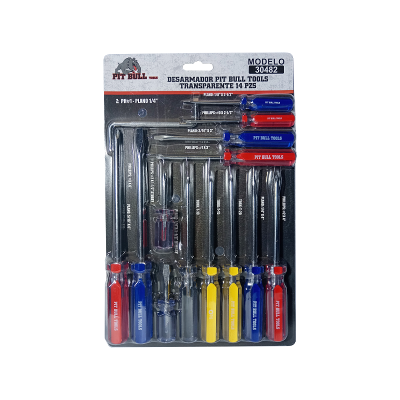 DESARMADOR PIT BULL TOOLS TRANSPARENTE 14 PZS | 30482