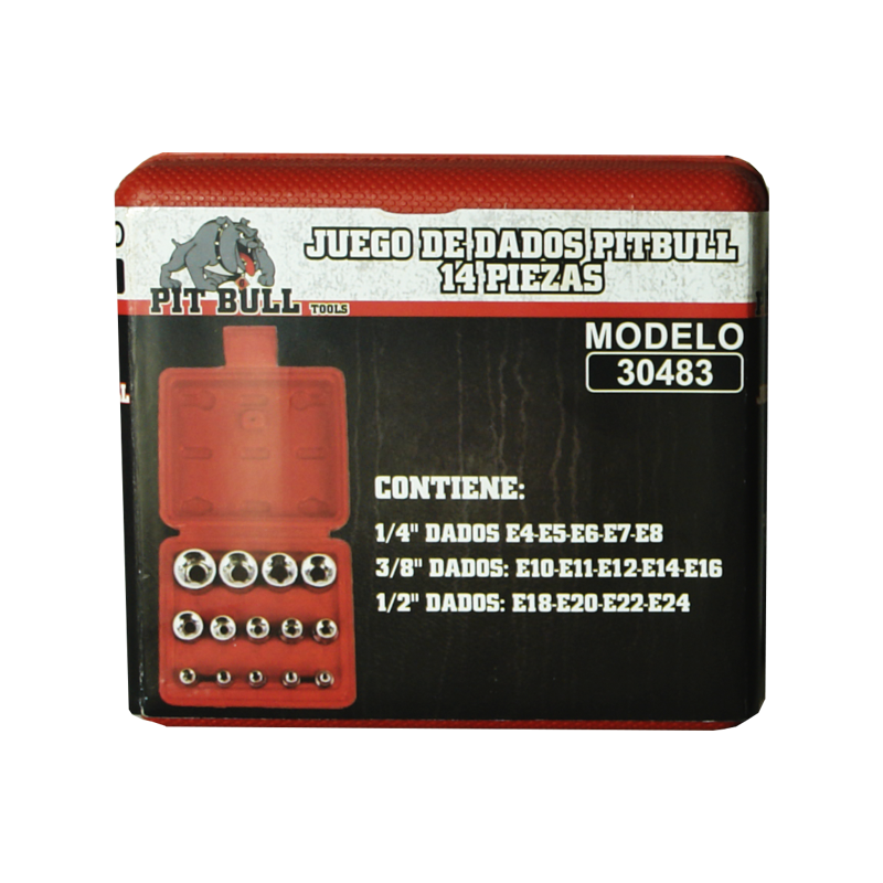 DADOS PIT BULL 1/4 - 3/8 TIPO E 15 PZS | 30483