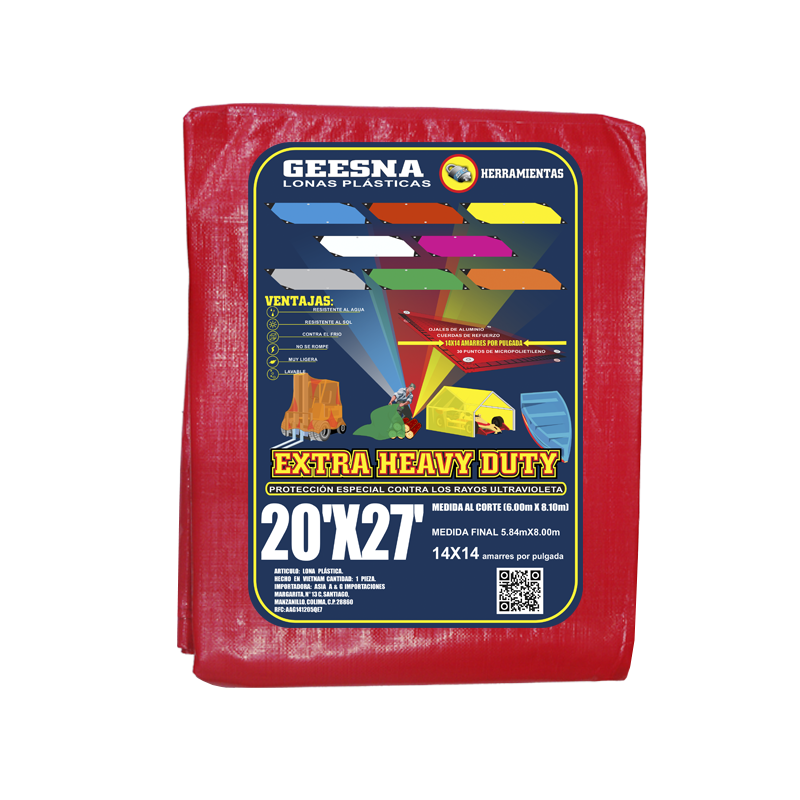 LONA ROJA PES 20X27 (6.00X8.10)  GEESNA | 33254