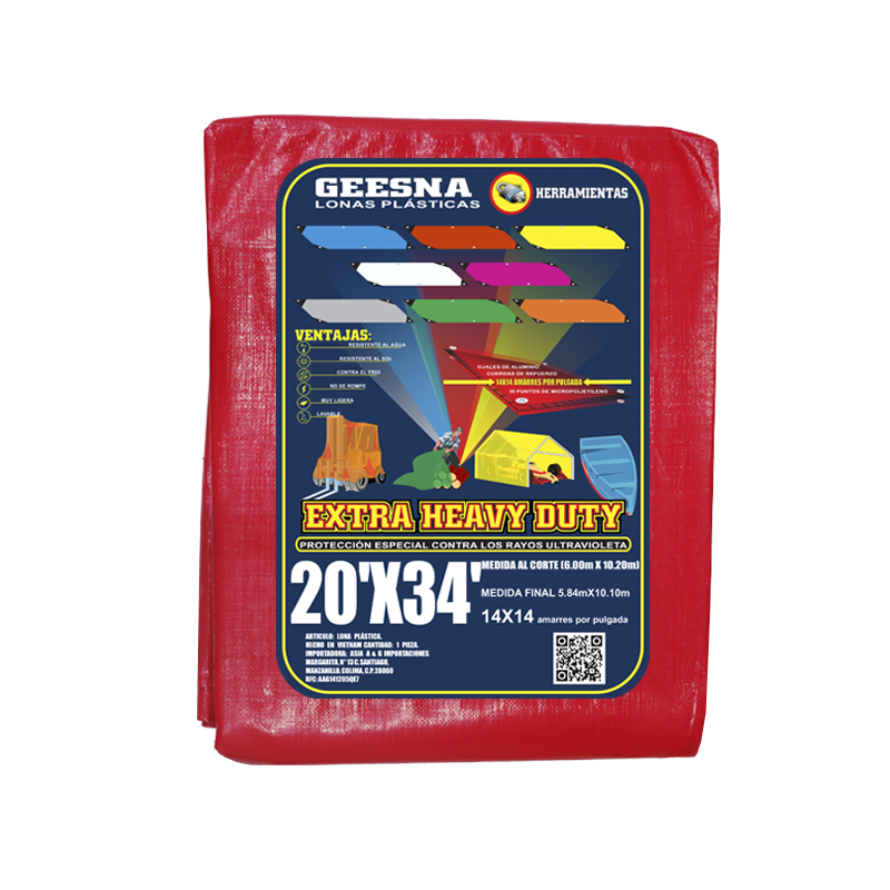 LONA ROJA PES 20X34 (6.00X10.20)  GEESNA | 33255