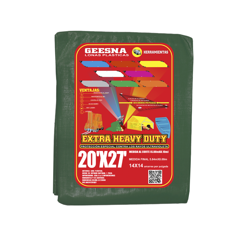 LONA VERD PES 20X27 ( 6.00X8.10)  GEESNA | 33311