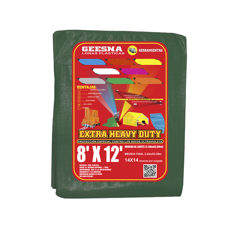 LONA VERD PES  8X12 ( 2.40X3.60)  GEESNA | 4246
