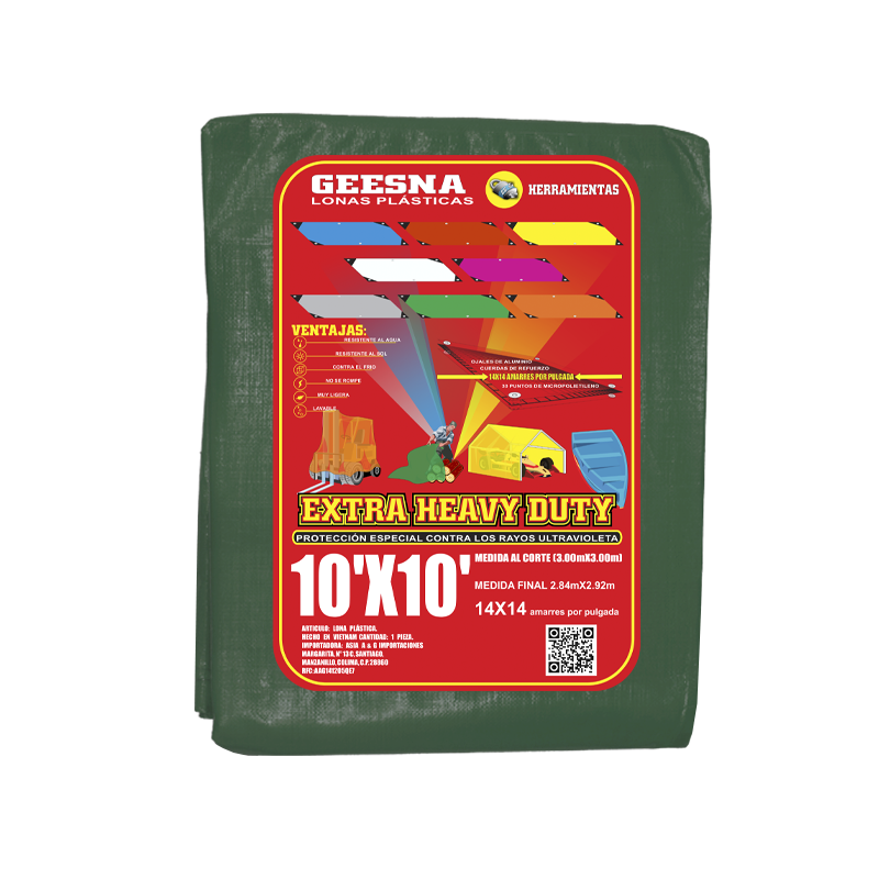 LONA VERD PES 10X10 ( 3.00X3.00)  GEESNA | 4247