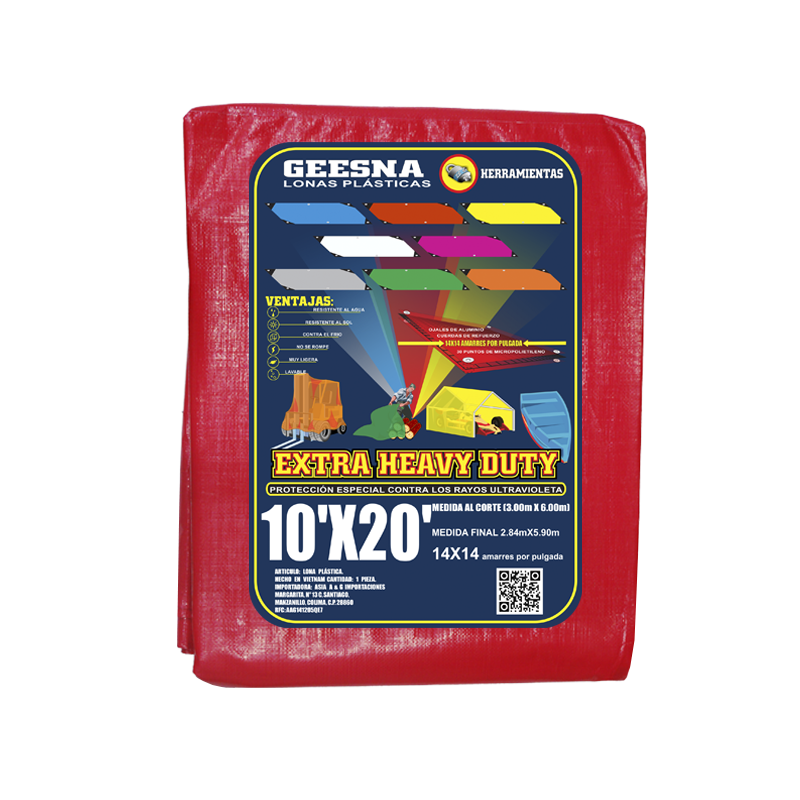 LONA ROJA PES 10X20 ( 3.00X6.00)  GEESNA | 4403