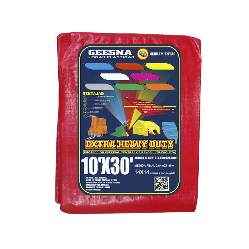 LONA ROJA PES 10X30 ( 3.00X9.00)  GEESNA | 4404