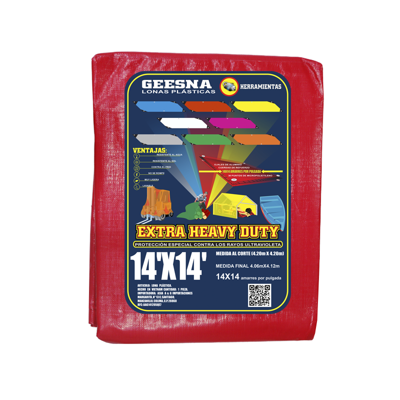 LONA ROJA PES 14X14 (4.20X4.20)  GEESNA | 4407