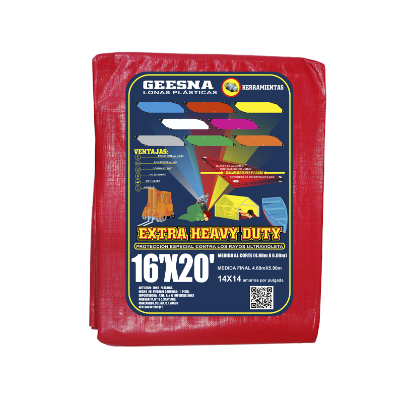 LONA ROJA PES 16X20 (4.80X6.00)  GEESNA | 4410
