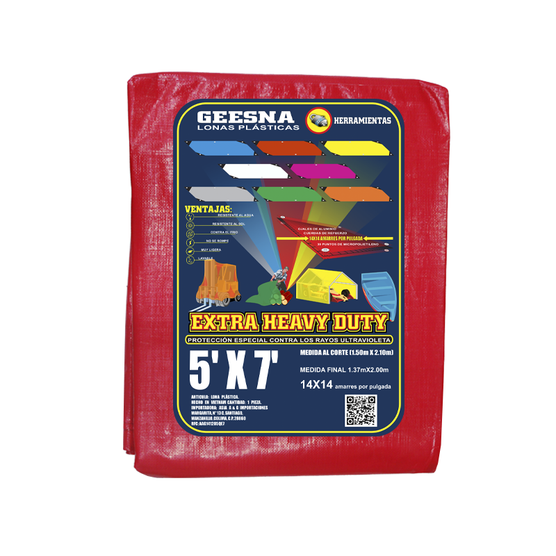 LONA ROJA PES  5X7 ( 1.50X2.10)  GEESNA | 4854