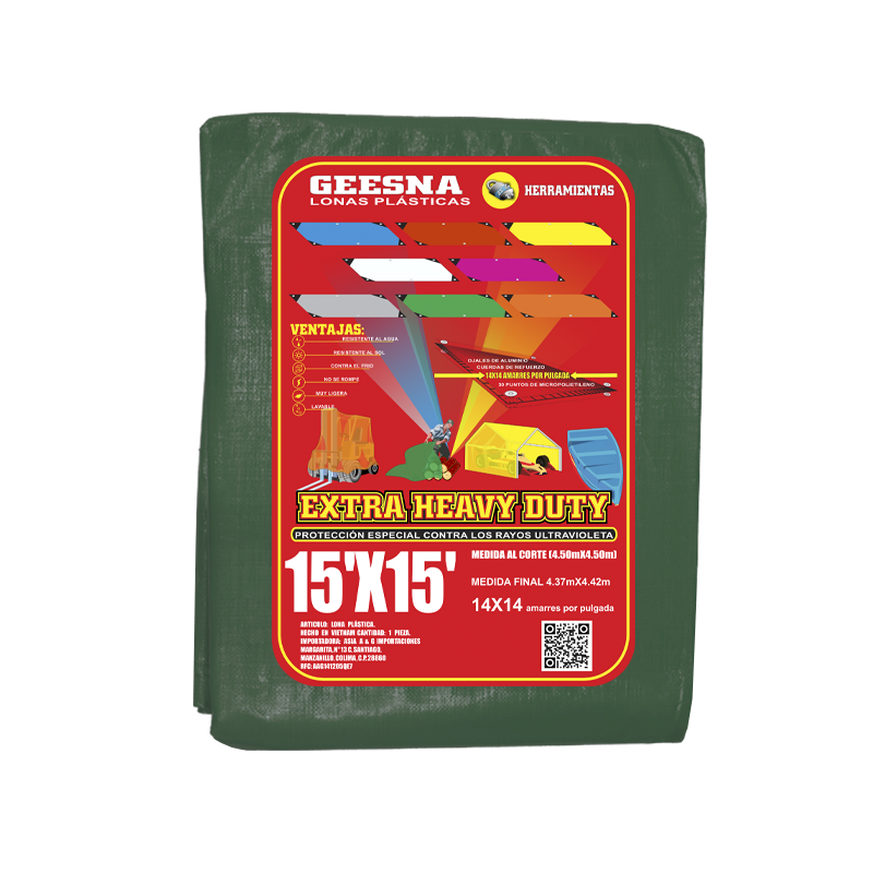 LONA VERD PES 15X15 ( 4.50X4.50)  GEESNA | 5934