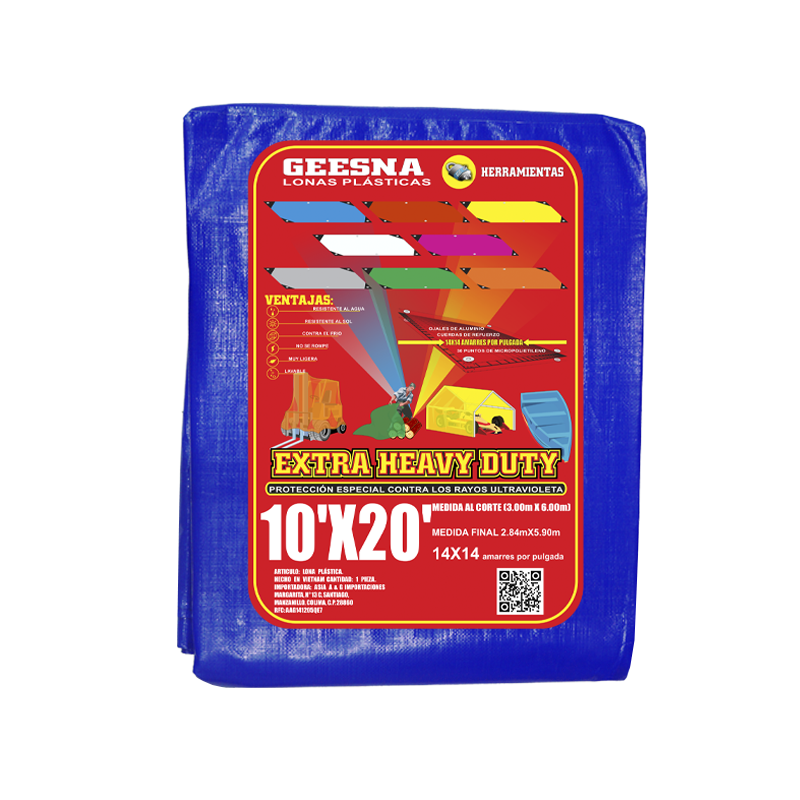 LONA AZUL PES 10X20  (3.00X6.00)  GEESNA | 5952