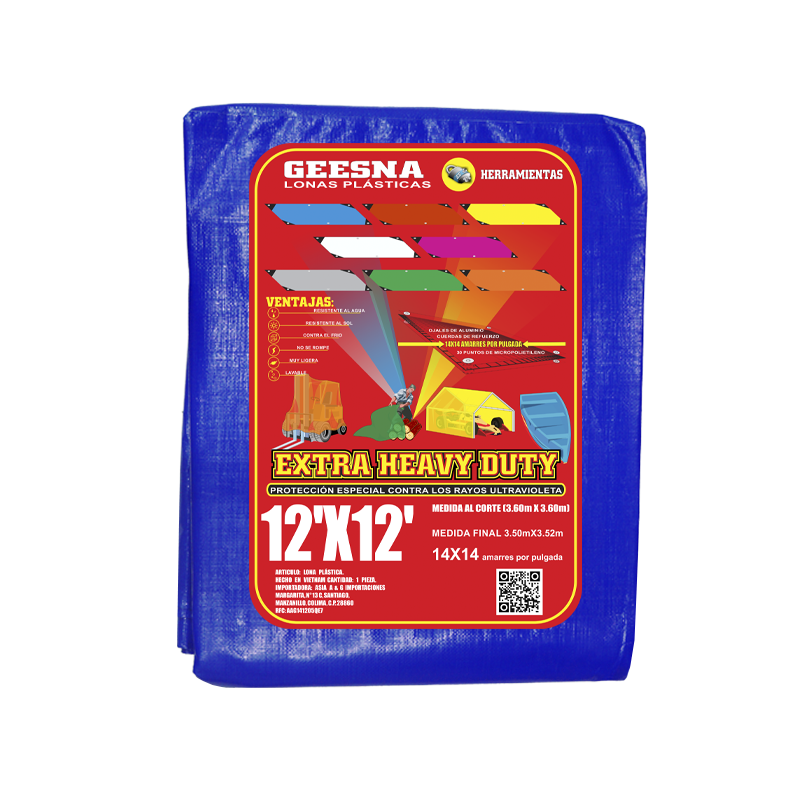 LONA AZUL PES 12X12  (3.60X3.60)  GEESNA | 5954