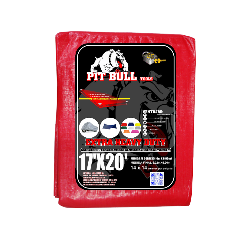 LONA PIT BULL ROJA 17X20 ( 5.10X6.00) 1 | 60014