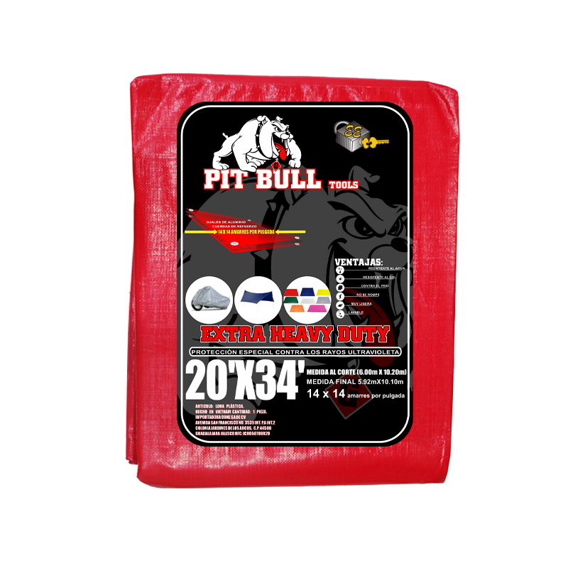 LONA PIT BULL ROJA 20X34 ( 6.00X10.20) | 60022