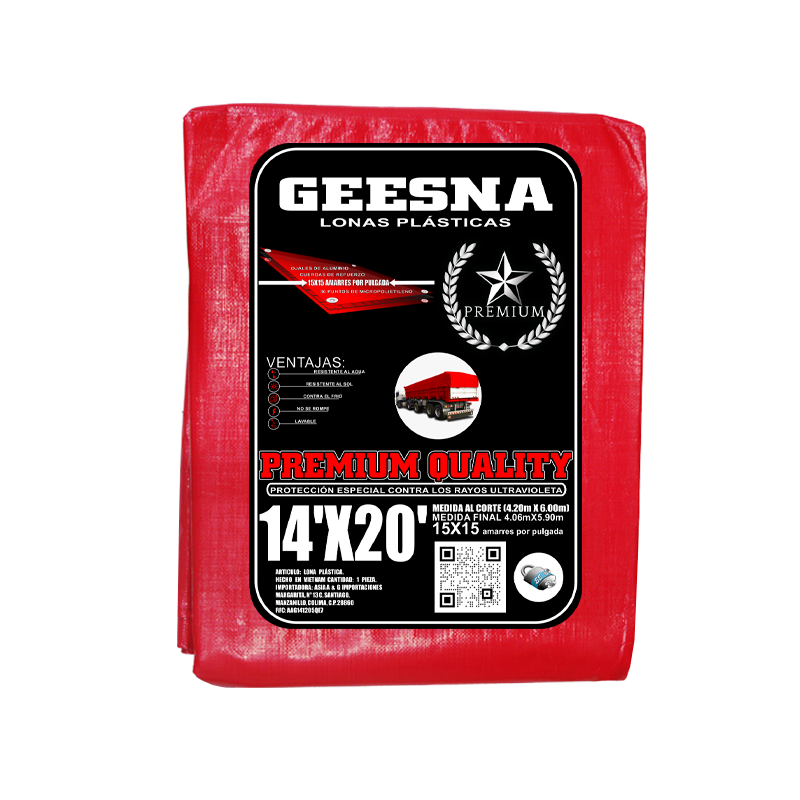 LONA ROJA 220G 14X20 ( 4.20X6.00) GEESNA | 60213