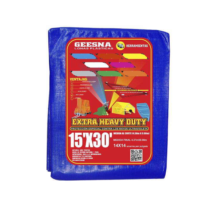 LONA AZUL PES 15X30  (4.50X9.00)  GEESNA | 6096