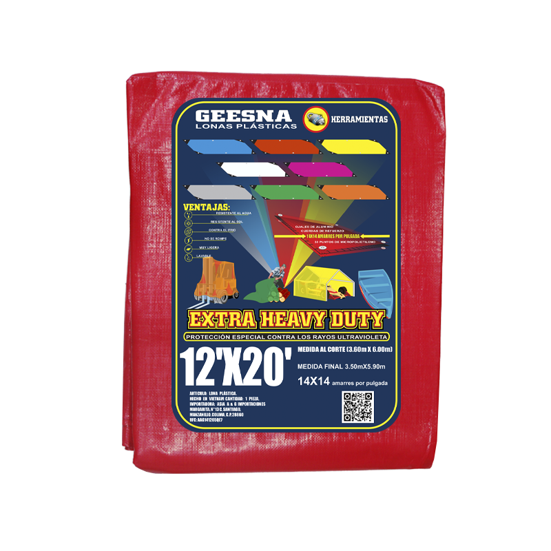 LONA ROJA PES 12X20 (3.60X6.00)  GEESNA | 8019