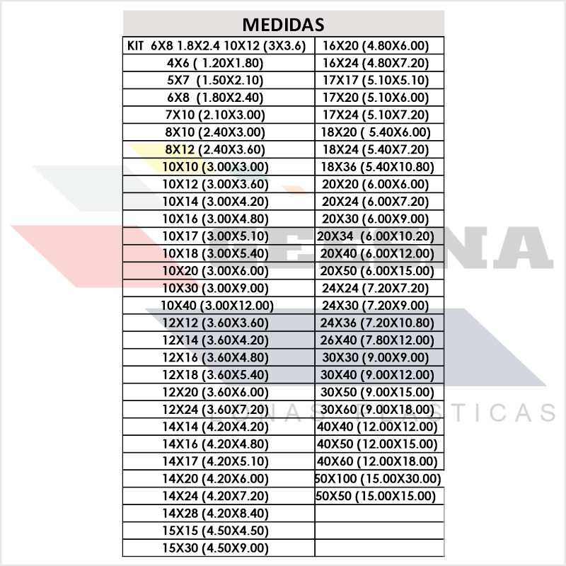 LONA BLCA LIG 12X20 (3.60X6.00)  GEESNA | 8099