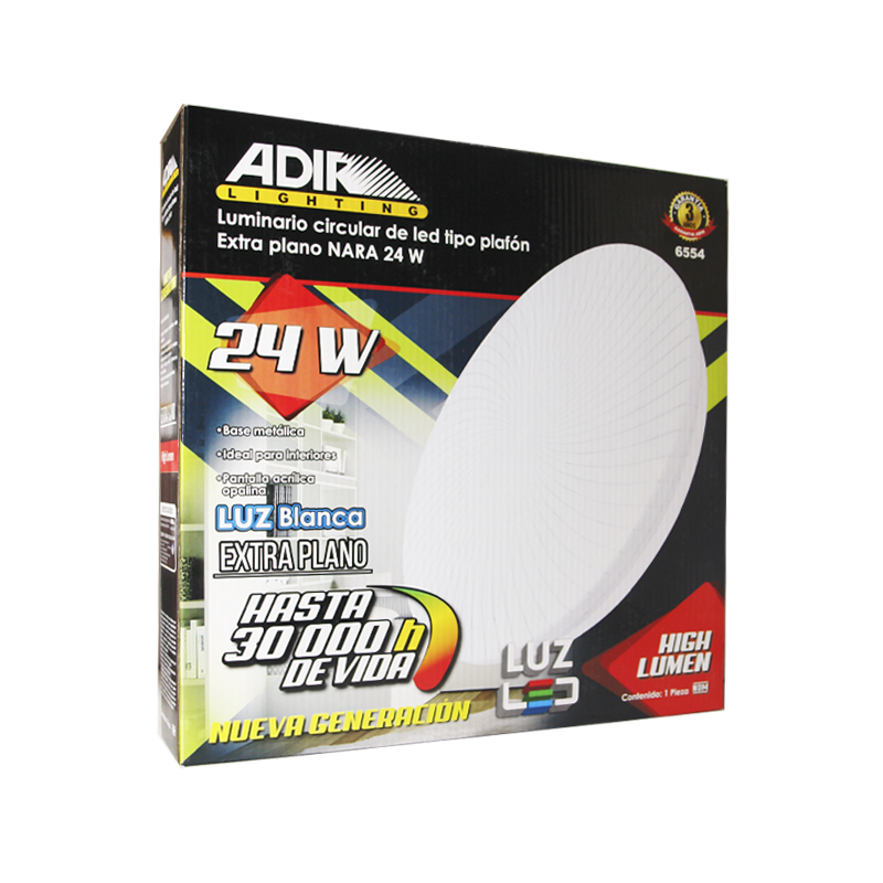 LUM ADIR NARA T/PLAFON CIR LED PLANO 24W | A6554 | 6554