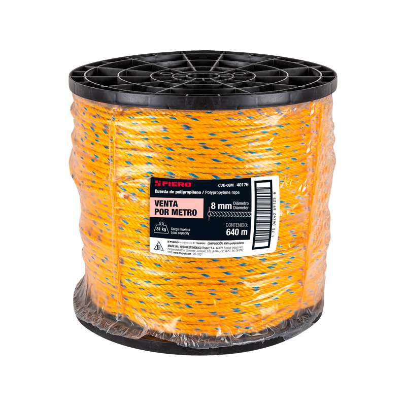 CUERDA PLASTICA 8 MM 640 MTSXR CC 81 KG CUE-08M FIERO | 40176