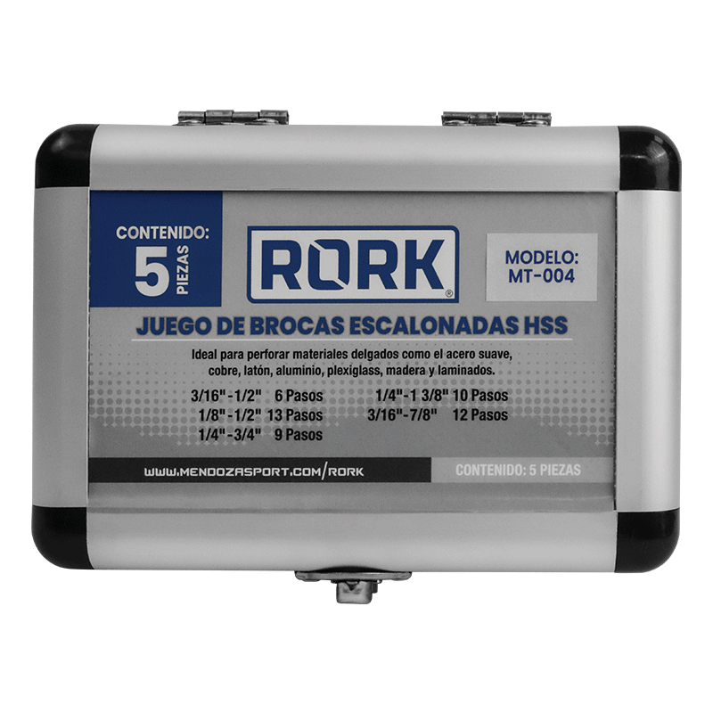 BROCA ESCALONADA 5 PZAS C/ESTUCHE MT-004     341452 RORK | MZ0004