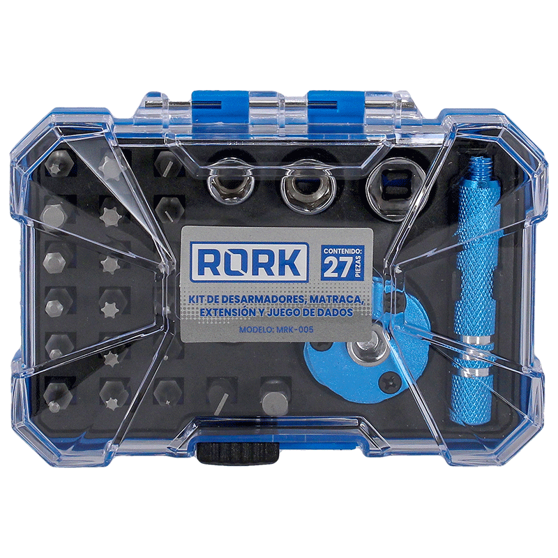 AUTOCLEAR MINI 27 PZAS C/MATRACA Y DADOS/PUNTAS MRK-005 RORK | MZ0024