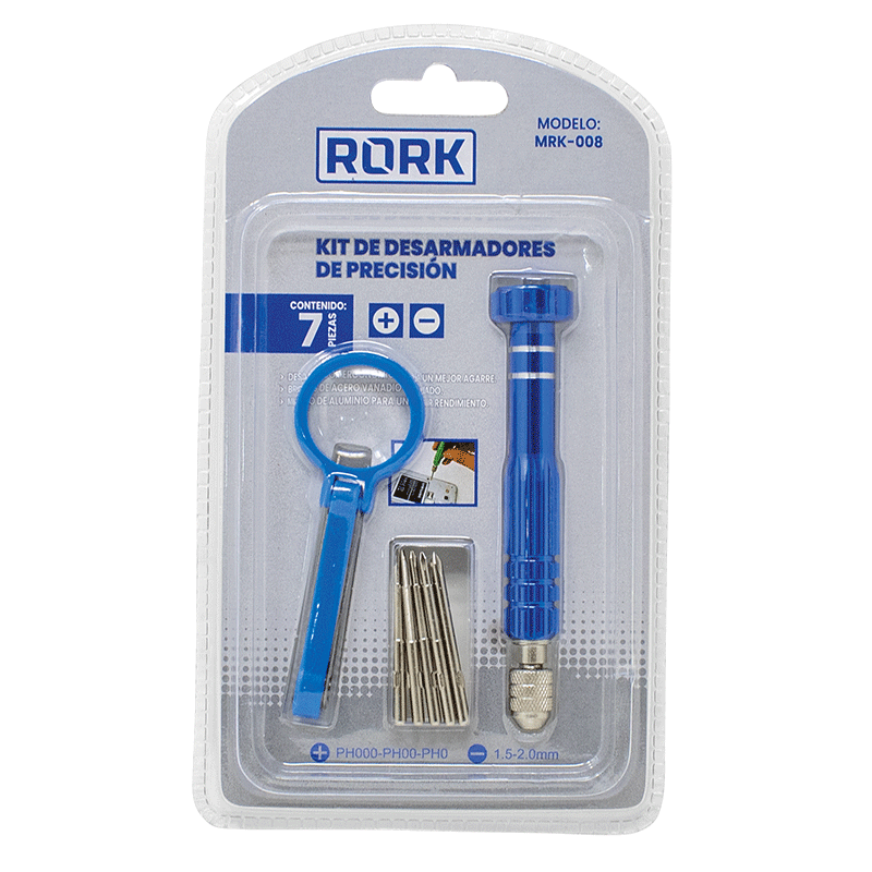 DESARMADOR T/RELOJERO 7 PZAS JOYERO MRK-008 RORK | MZ0051