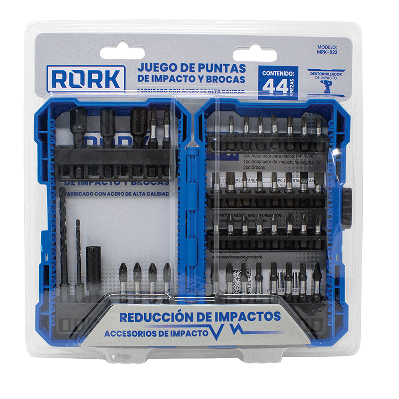 PUNTAS D/IMPACTO 44 PZAS STD ZANCO 1/4`` MRK-022 RORK | MZ0057